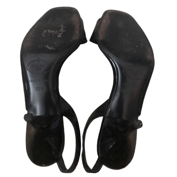 Prada Slingback Patent Leather Open Toe Kitten Heels - Picture 2 of 2